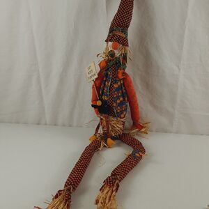 Extra Long Halloween Fall Scarecrow "Eat More Pumpkins" 45" Long Skinny Legs